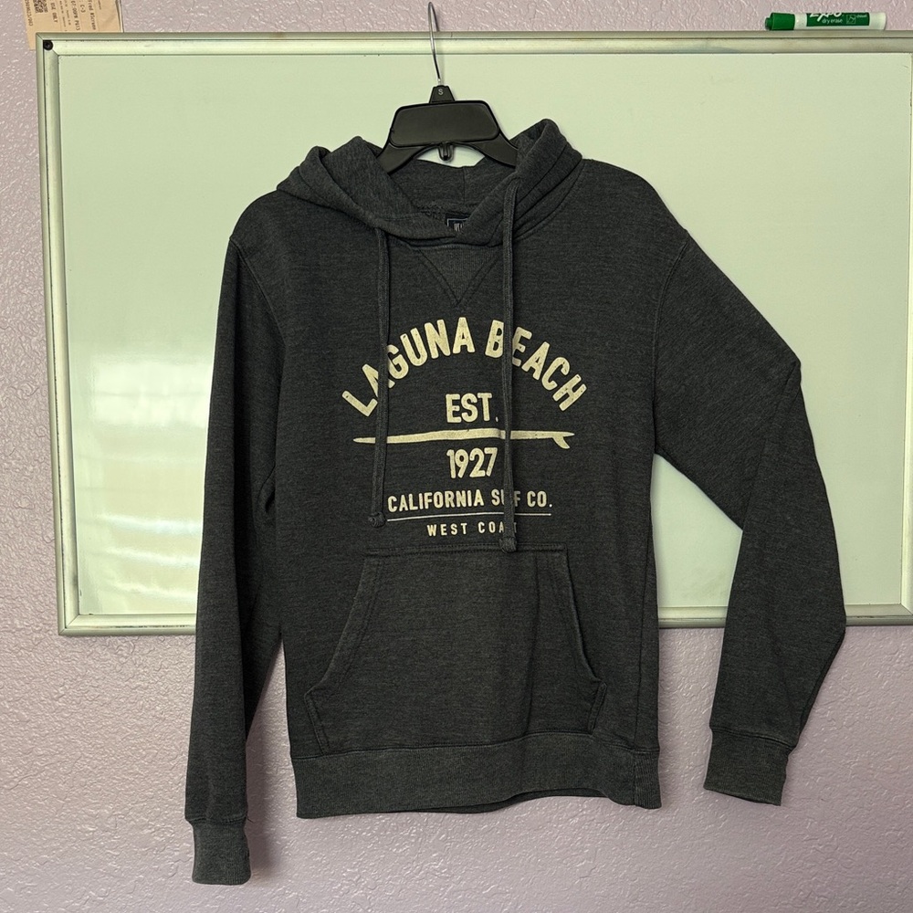 Laguna B Charcoal Hoodie with Cream Lettering